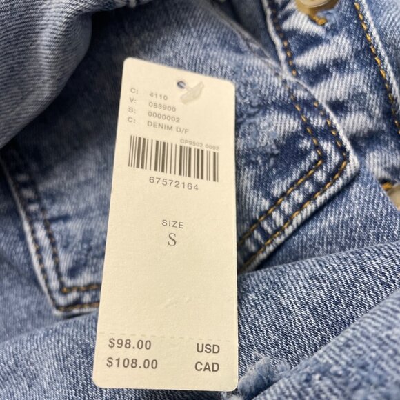 Pilcro Women's Blue Denim Button-Up Jacket With Fringe Hem Size Small - New - Picture 9 of 10